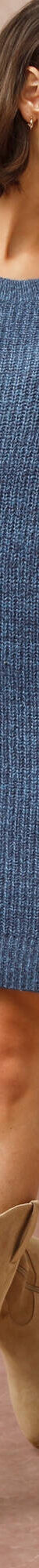 Robe-pull chinée manches longues, épaule boutonnée (bleu chiné) Robe-pull chinée manches longues, épaule boutonnée (bleu chiné)